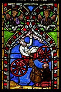 Window depicting Elijah ascending to heaven by French School